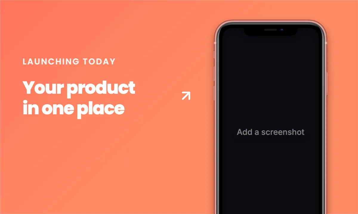 Phone mockup with a launch headline on a coral background, made with Device Shots